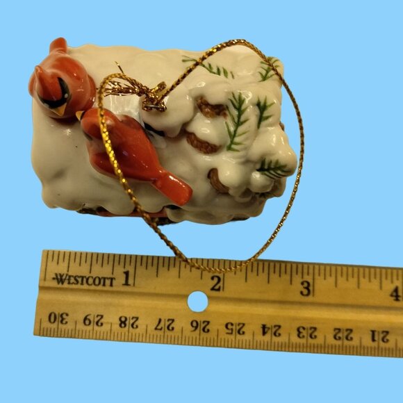 Christmas Trinket Box Red Cardinals Snow Covered Mailbox Ornament Ceramic - Picture 8 of 9